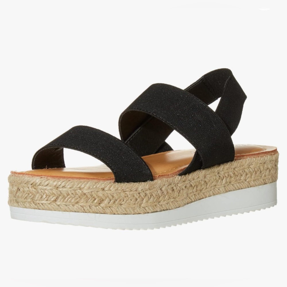 Madden Girl Bowie Sandals Women’s 7.5 Black Espadrille Platform